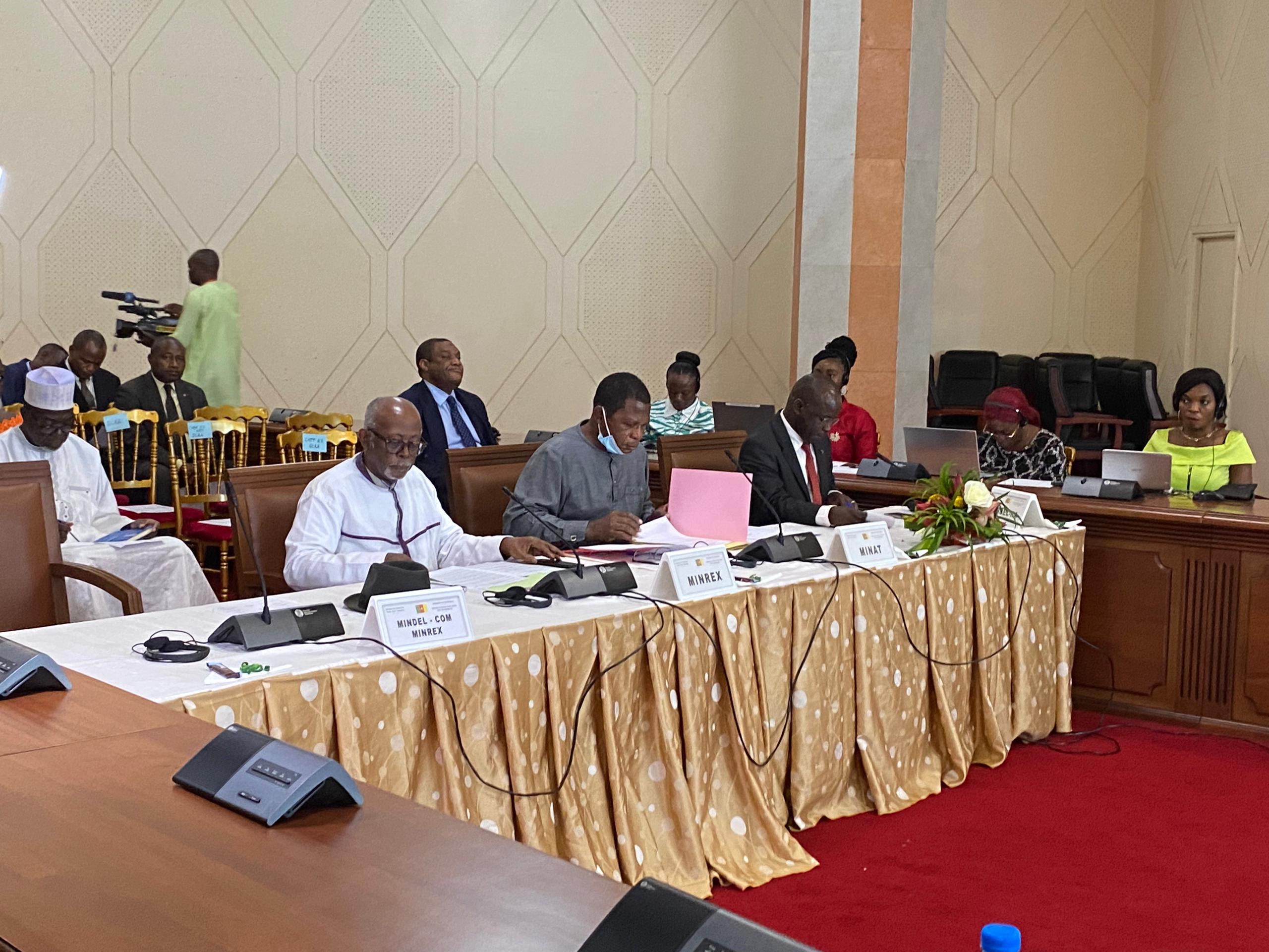 The Minister of Territorial Administration, Atanga Nji Paul, is in front of the Foreign Affairs Committee of the Senate chaired by Senator Okalia Bilai Nicole to defend the bill on the agreement on criminal police cooperation between Central and East African States alongside the Minister of External Relations, Mbella Mbella.