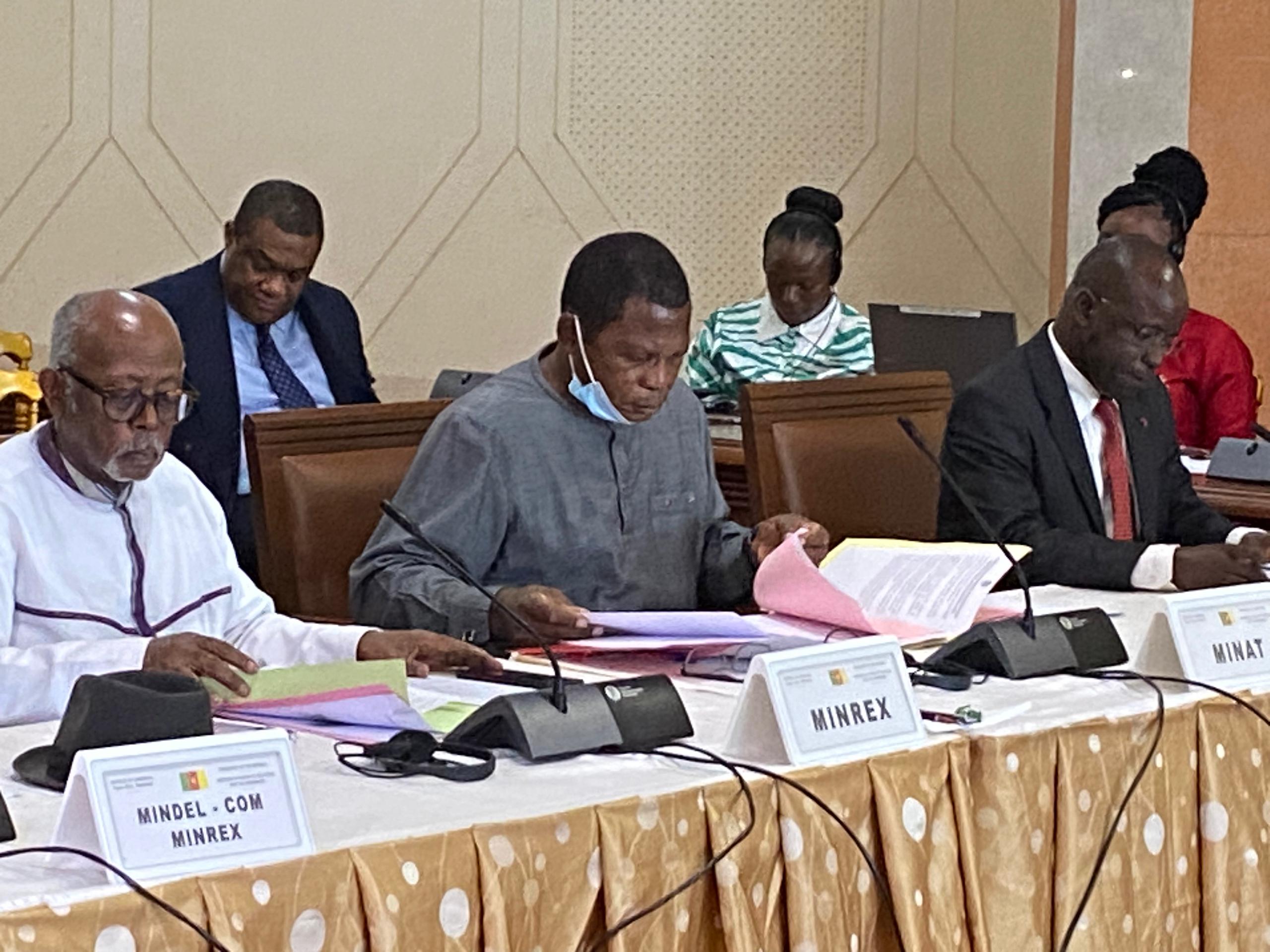 The Minister of Territorial Administration, Atanga Nji Paul, is in front of the Foreign Affairs Committee of the Senate chaired by Senator Okalia Bilai Nicole to defend the bill on the agreement on criminal police cooperation between Central and East African States alongside the Minister of External Relations, Mbella Mbella.